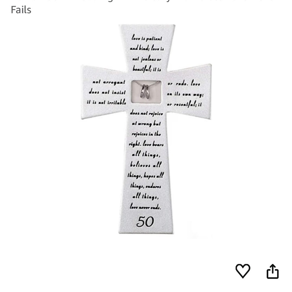 Silver Cross with Inspirational Text for loss of a loved one